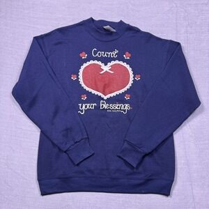 Vintage Fruit of the Loom Best "Count Your Blessings" Heart Graphic Sweatshirt L